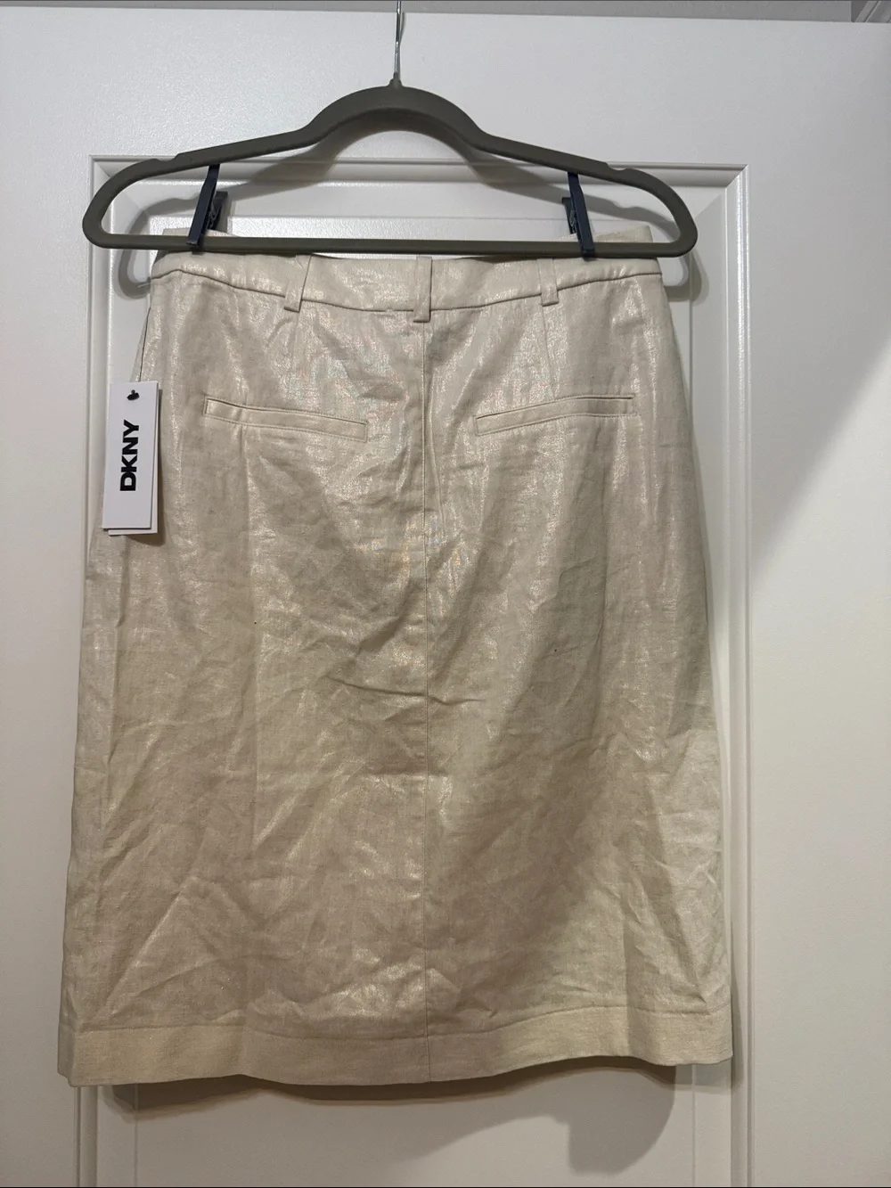 DKNY Metallic Ivory Pencil Skirt